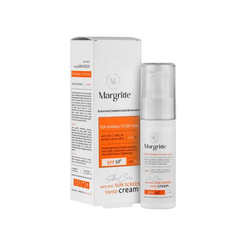 کرم ضد آفتاب و ضد لک رنگی مارگریت  مناسب برای پوست معمولی و خشک با SPF50+