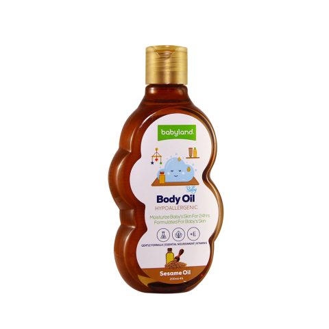 روغن بدن کودک حاوی روغن کنجد و ویتامین E بیبی لند 200 میلی لیتر
