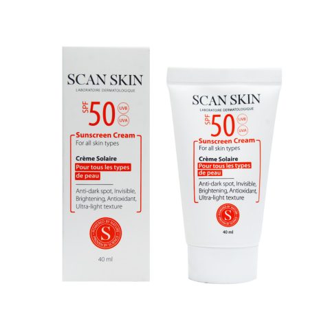 کرم ضد آفتاب و ضد لک بی رنگ اسکن اسکین مناسب برای انواع پوست با SPF50